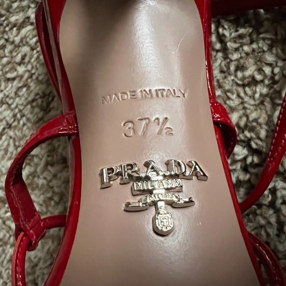 Prada Women's Red Patent Leather Strap Shoes. - Picture 13 of 13